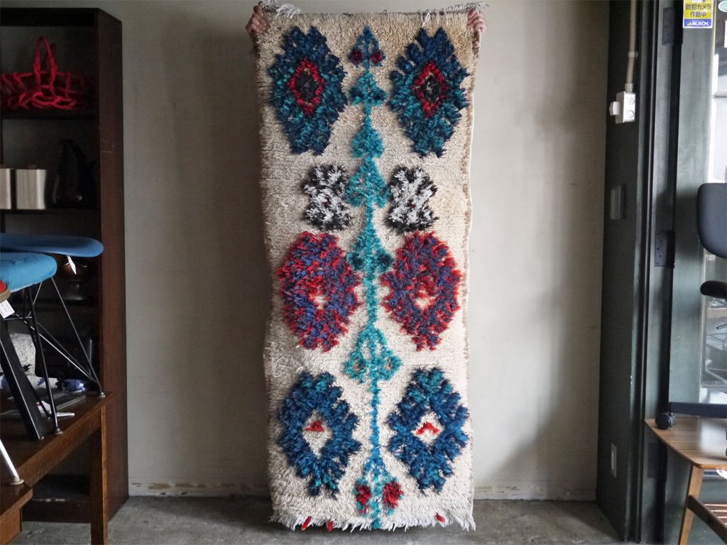 モロッカンラグ MOROCCAN RUG ウリカ OURIKA 手織り絨毯 181×80 ウール100％ ビンテージ モロッコ ■