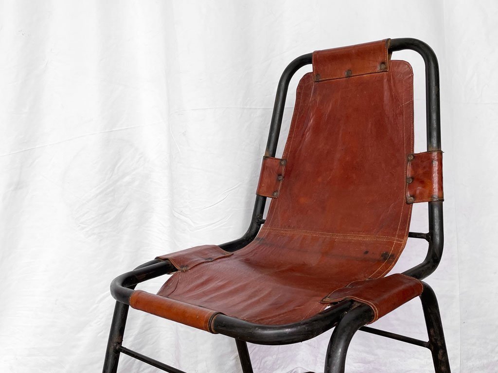 ダル・ヴェラ Dal Vera レザルクチェア Les Arcs Chair ダイニングチェア シャルロット・ペリアン レザー スチール イタリア ビンテージ ◇