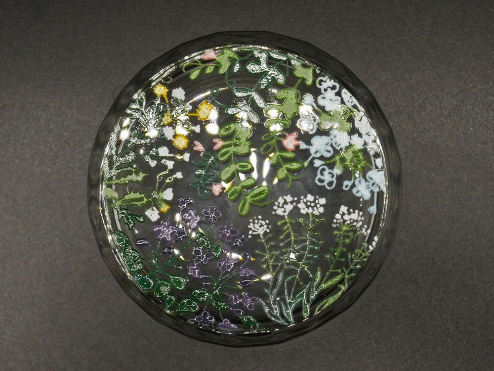 金津沙矢香 Sayaka Kanazu 百花景 そばちょこ グラス 春の草花 Φ8.5cm 猪口 硝子作家 現代作家 ●