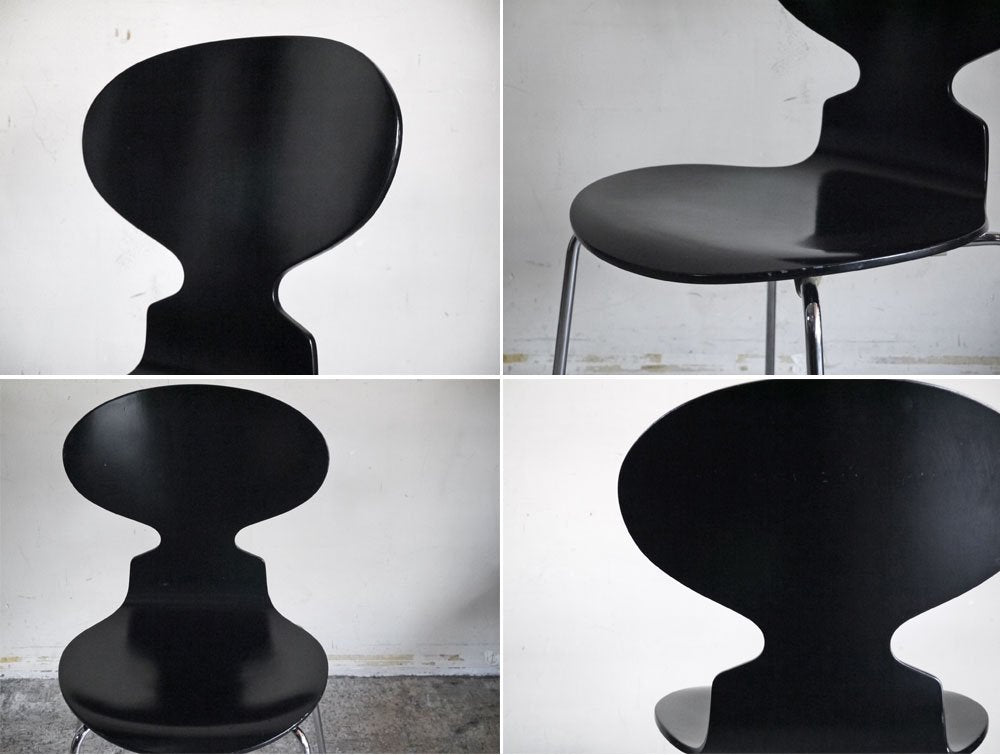 フリッツハンセン Fritz Hansen アントチェア ANT CHAIR アルネ・ヤコブセン ブラック 4本脚 1993年製 ビンテージ 北欧 デンマーク ■