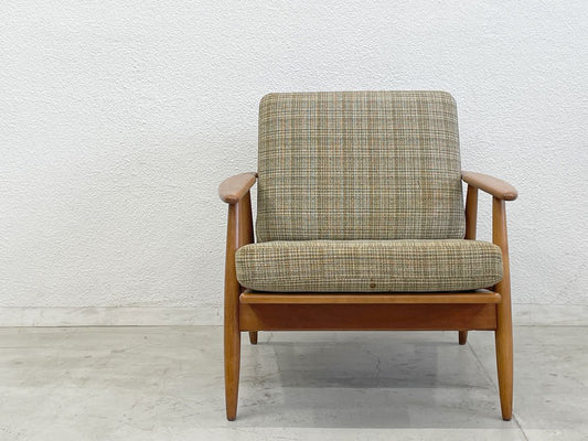 北欧ビンテージ scandinavian Vintage イージーチェア Easy chair スプリングクッション+ウッドフレーム アームチェア シングルソファ 〓