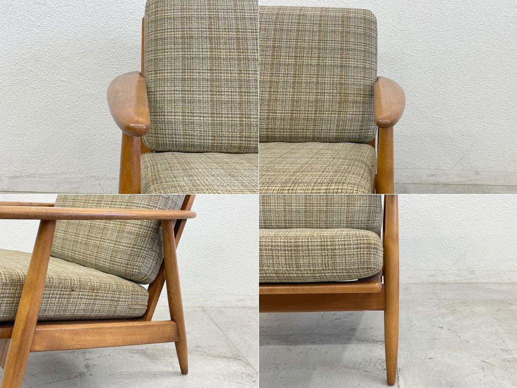 北欧ビンテージ scandinavian Vintage イージーチェア Easy chair スプリングクッション+ウッドフレーム アームチェア シングルソファ 〓