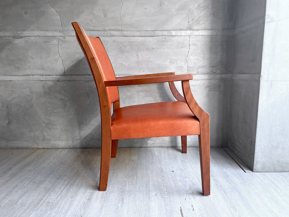 ウッドユーライクカンパニー WOOD YOU LIKE COMPANY ライトアームチェア LIGHT ARM CHAIR　神山公一 チェリー無垢材 本革シート 参考定価\129,800- ♪