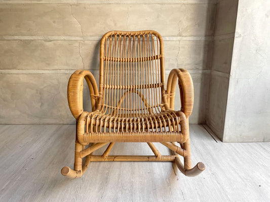 台湾丸十公司 MARUJU'S RATTAN FURNITURE ビンテージ ロッキングチェア 安楽椅子 揺り椅子 ラタン 籐 アジアンリゾートスタイル A ♪