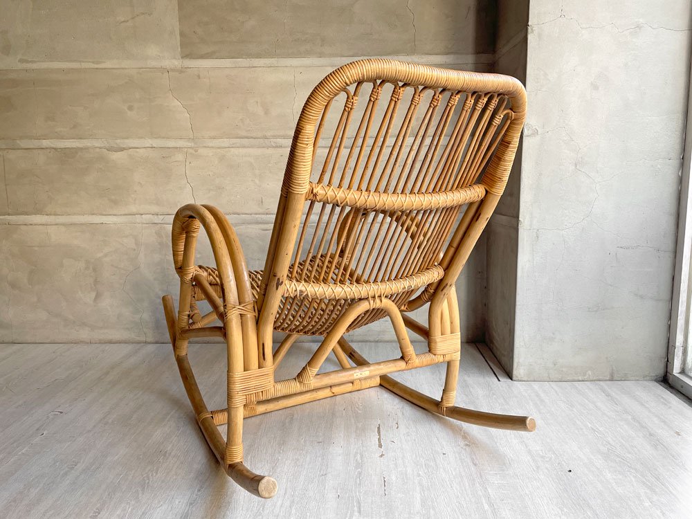 台湾丸十公司 MARUJU'S RATTAN FURNITURE ビンテージ ロッキングチェア 安楽椅子 揺り椅子 ラタン 籐 アジアンリゾートスタイル A ♪