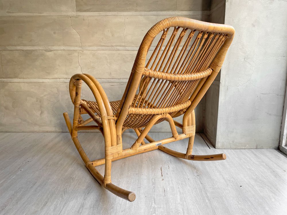 台湾丸十公司 MARUJU'S RATTAN FURNITURE ビンテージ ロッキングチェア 安楽椅子 揺り椅子 ラタン 籐 アジアンリゾートスタイル B ♪