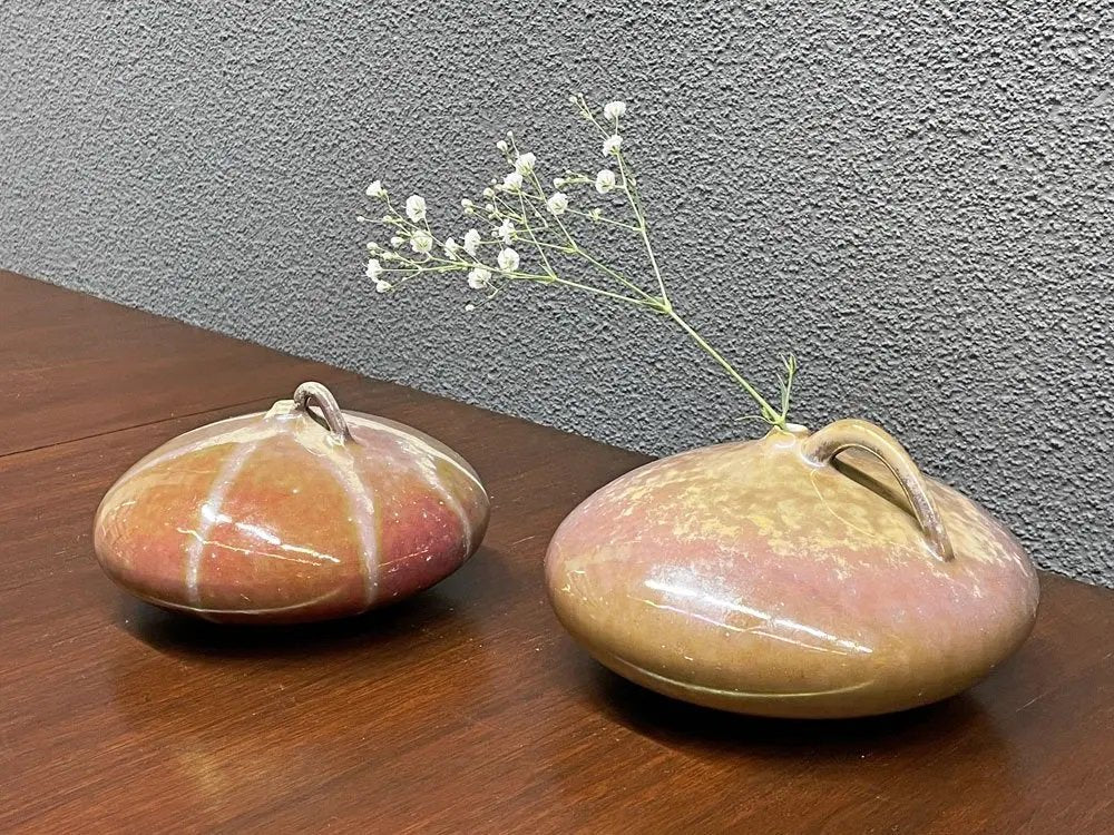 モバック Mobach ceramics フラワーベース 一輪挿し luster glaze ピンク系 ラスター ラウンド Φ15cm オランダ ダッチビンテージ ミッドセンチュリー ●