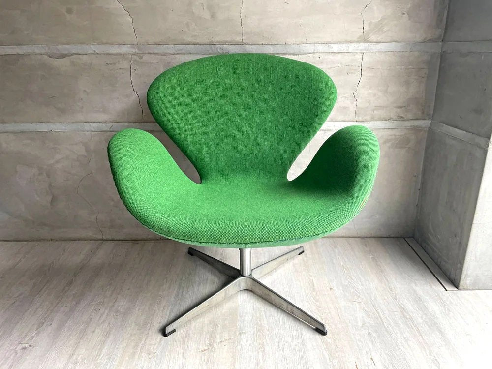 フリッツハンセン FritzHansen スワンチェア SWAN グリーン MODE生地 張り替え済み アルネ・ヤコブセン Arne Jacobsen 北欧 デンマーク♪