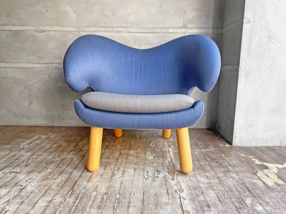 ワンコレクション Onecollection ハウスオブフィンユール HOUSE OF FINN JUHL ペリカンチェア Pelican Chair ファブリック ブルー×グレー ボタンレス仕様 ♪