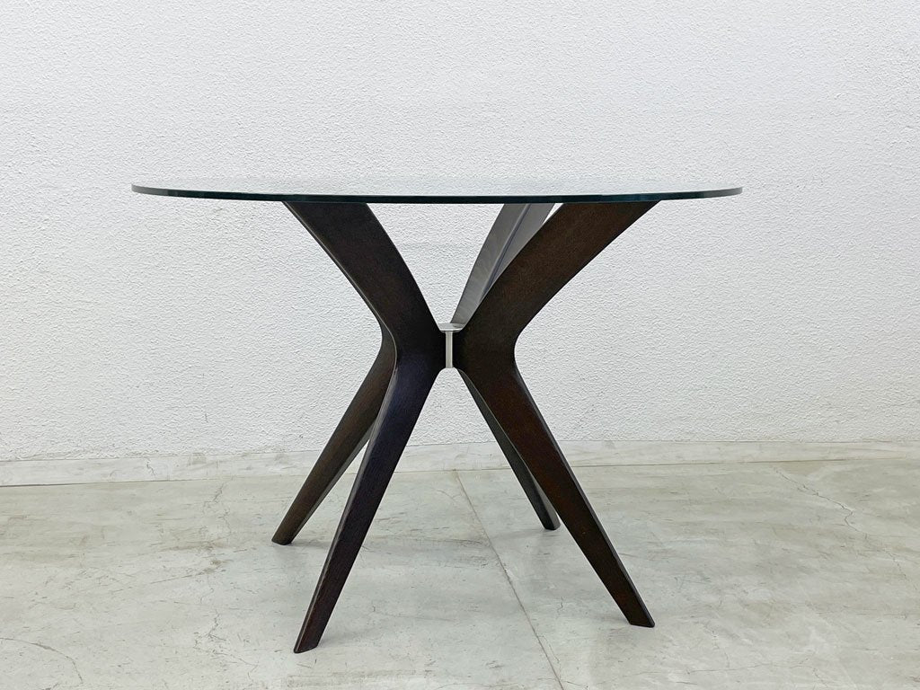 カリガリス Calligaris トーキョー Tokyo クリアガラス ラウンドテーブル ダイニングテーブル ビーチ材 ダークブラウン イタリアモダン 
〓