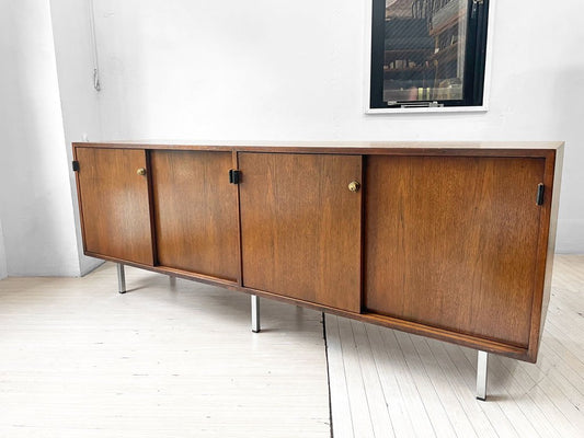 ノル Knoll ビンテージ クレデンザ Credenza サイドボード ウォールナット レザーハンドル フローレンス・ノール Florence Knoll ミッドセンチュリー 希少  ★