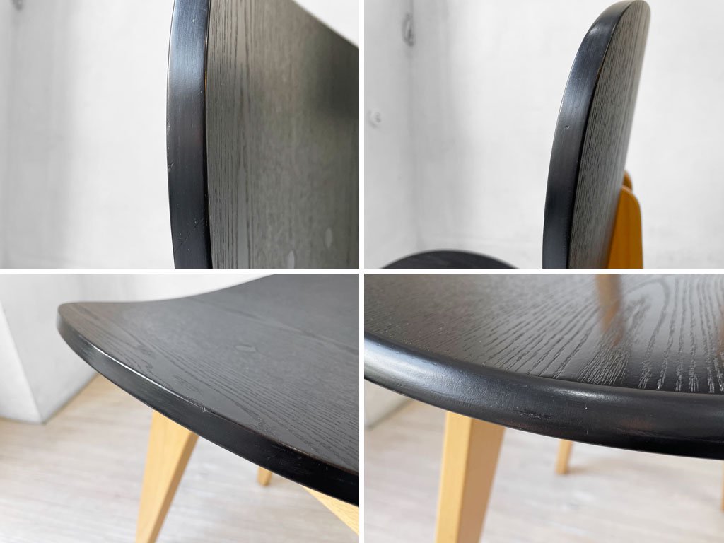 イデー IDEE ダイニングチェア DINING CHAIR ブラック 板座 食卓椅子 長大作 ジャパニーズモダン 廃番カラー 希少 ★