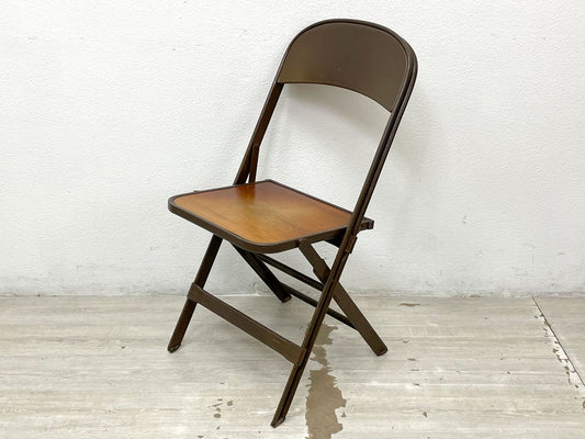 クラリン CLARIN MFG社製 ビンテージ Vintage フォールディングチェア FOLDING CHAIR 板座 折りたたみ インダストリアル アメリカ製 US家具 木味 B ●