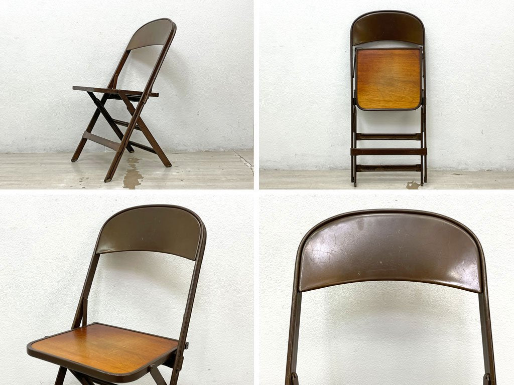 クラリン CLARIN MFG社製 ビンテージ Vintage フォールディングチェア FOLDING CHAIR 板座 折りたたみ インダストリアル アメリカ製 US家具 木味 B ●