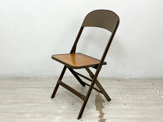 クラリン CLARIN MFG社製 ビンテージ Vintage フォールディングチェア FOLDING CHAIR 板座 折りたたみ インダストリアル アメリカ製 US家具 木味 A ●