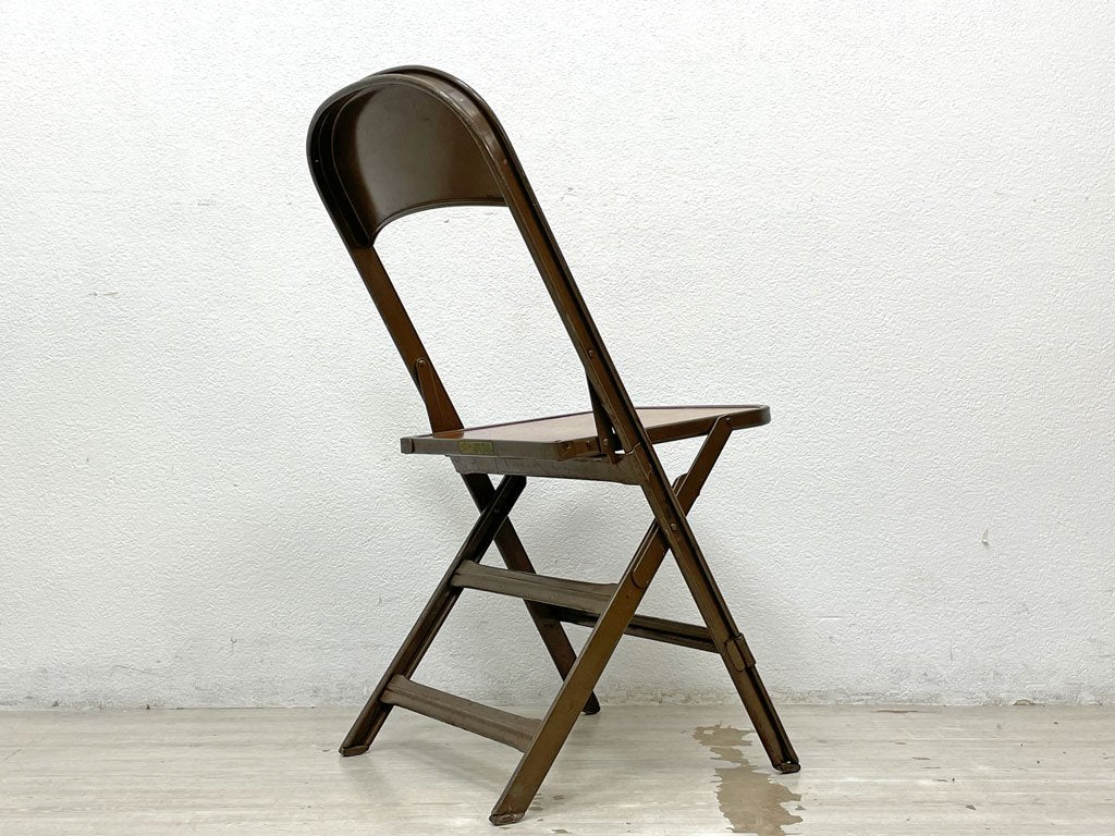 クラリン CLARIN MFG社製 ビンテージ Vintage フォールディングチェア FOLDING CHAIR 板座 折りたたみ インダストリアル アメリカ製 US家具 木味 A ●