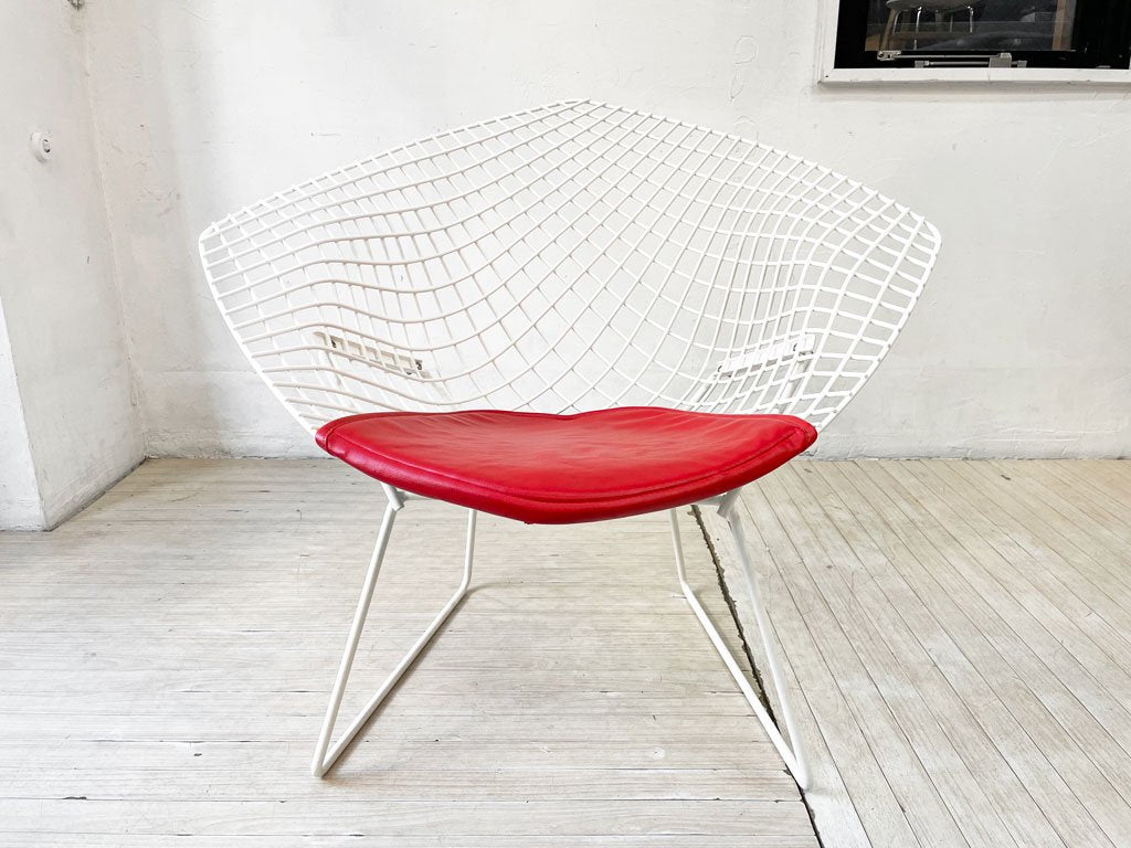 ノル Knoll ビンテージ ダイヤモンドチェア Diamond Chair ハリー ベルトイア Harry Bertoia ホワイトフレーム シートパッド付 ミッドセンチュリー ★