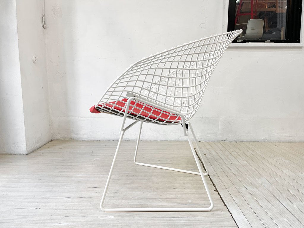 ノル Knoll ビンテージ ダイヤモンドチェア Diamond Chair ハリー ベルトイア Harry Bertoia ホワイトフレーム シートパッド付 ミッドセンチュリー ★