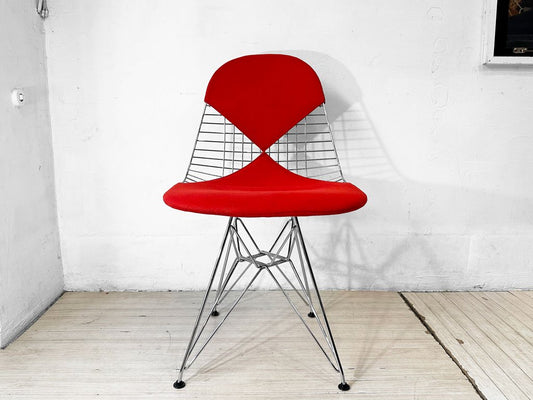 ハーマンミラー Herman Miller ワイヤーチェア Eames Wire Chair DKR2 エッフェルベース ビキニパッド付 レッドファブリック C&R イームズ ミッドセンチュリー ★