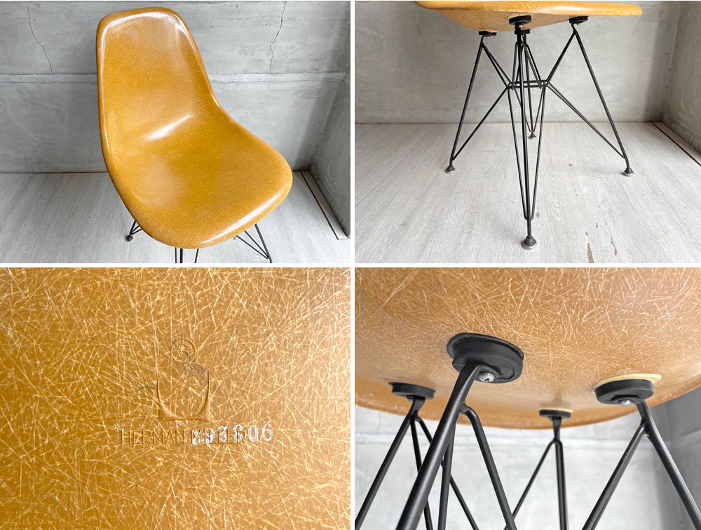 ハーマンミラー Herman Miller サイドシェルチェア セカンド 2nd vintage オークルダーク エッフェルベース イームズ ミッドセンチュリー ♪