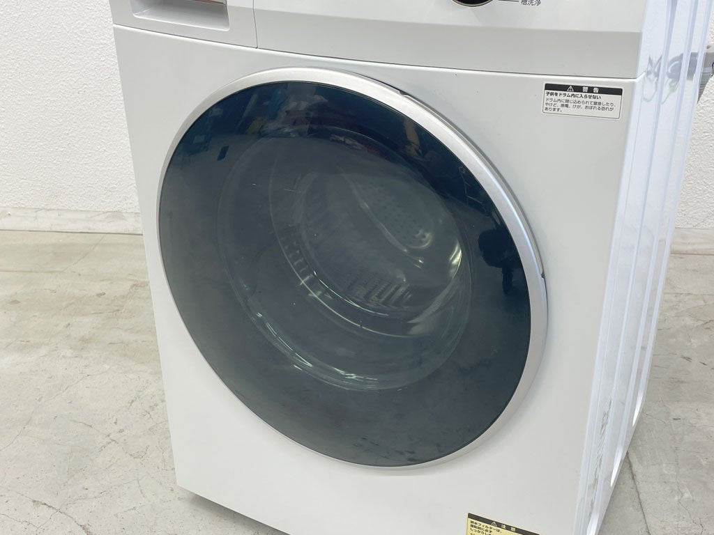 アクア AQUA ドラム式洗濯機 AQW-FV800E ホワイト 左開き 全自動洗濯機 ジョグダイヤル LEDディスプレイ 8.0㎏ 美品 2022年製 〓