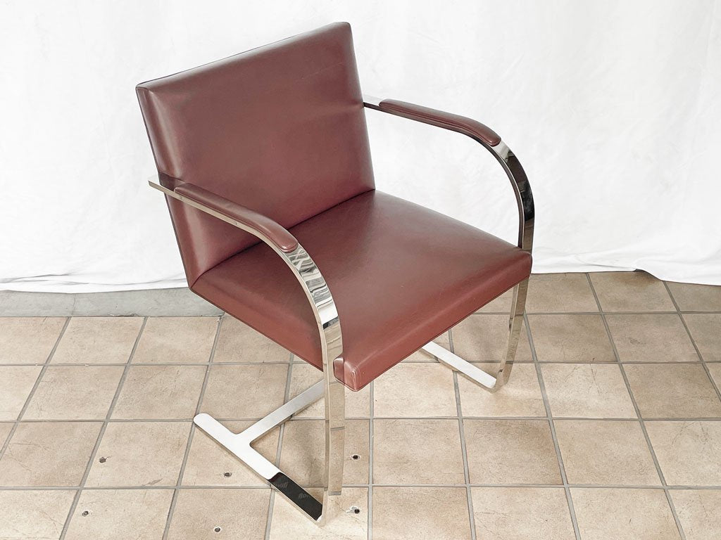 ノル Knoll ブルーノ brno アーム チェア フラットバー アームパッド コーヒービーン ミースファンデルローエ 定価466,400円 ◇