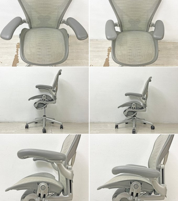 ハーマンミラー Herman Miller アーロンチェア デスクチェア フル装備 Bサイズ チタニウムカラー タキシード ポスチャーフィット ビル・スタンフ＆ ドン・チャドウィック 名作椅子 ●