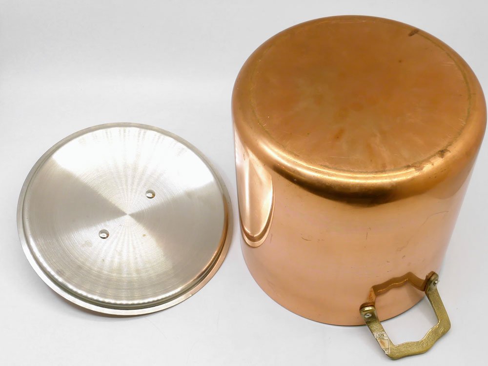 銅製 寸胴鍋 深鍋 パスタ鍋 直径20cm 深さ20cm 真鍮ハンドル ●