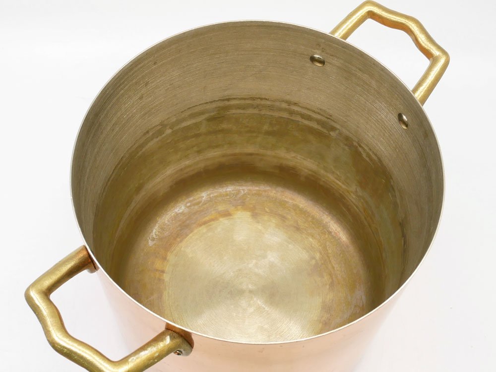 銅製 寸胴鍋 深鍋 パスタ鍋 直径20cm 深さ20cm 真鍮ハンドル ●