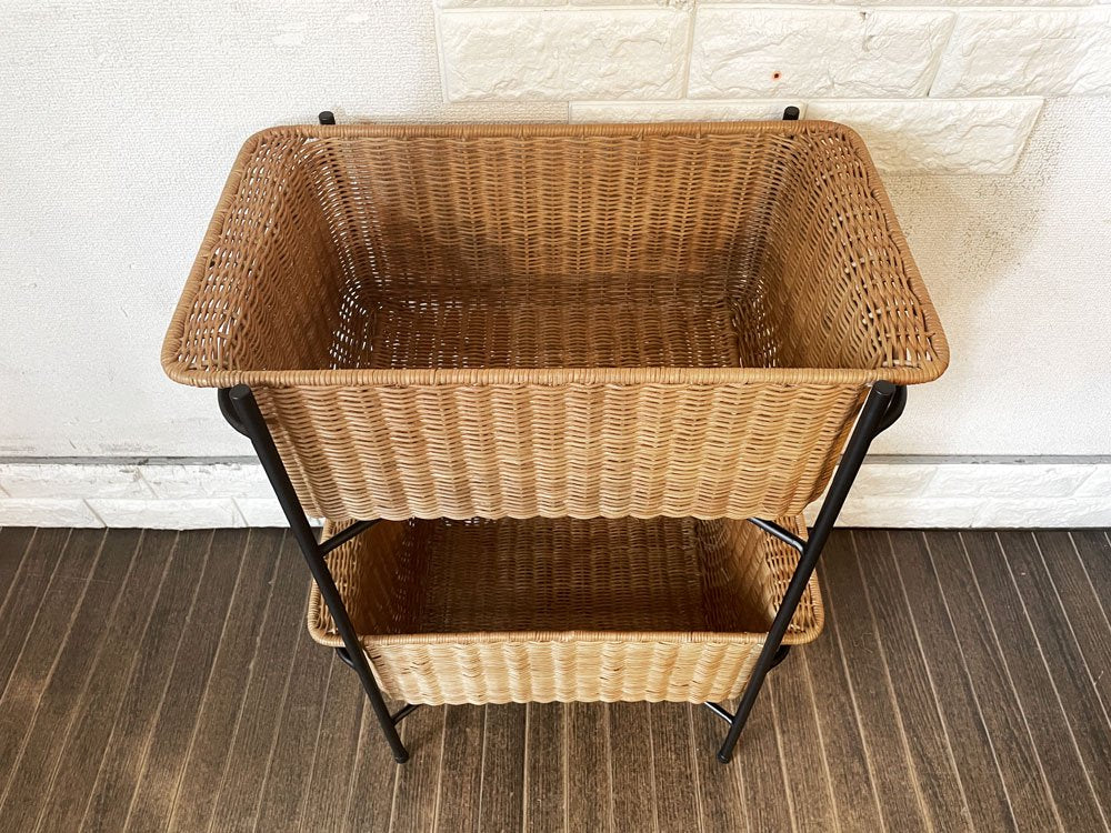 イデー IDEE ワラビー WALLABY バスケットスタンド BASKET STAND ラタン×スチール ブラック H66cm 定価￥29,900- ◎