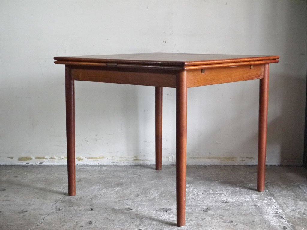 デンマークビンテージ Danish Vintage チーク材 エクステンション ダイニングテーブル W85cm 伸長式 北欧家具 ■