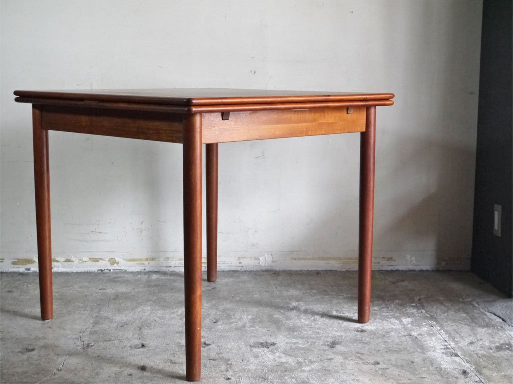 デンマークビンテージ Danish Vintage チーク材 エクステンション ダイニングテーブル W85cm 伸長式 北欧家具 ■