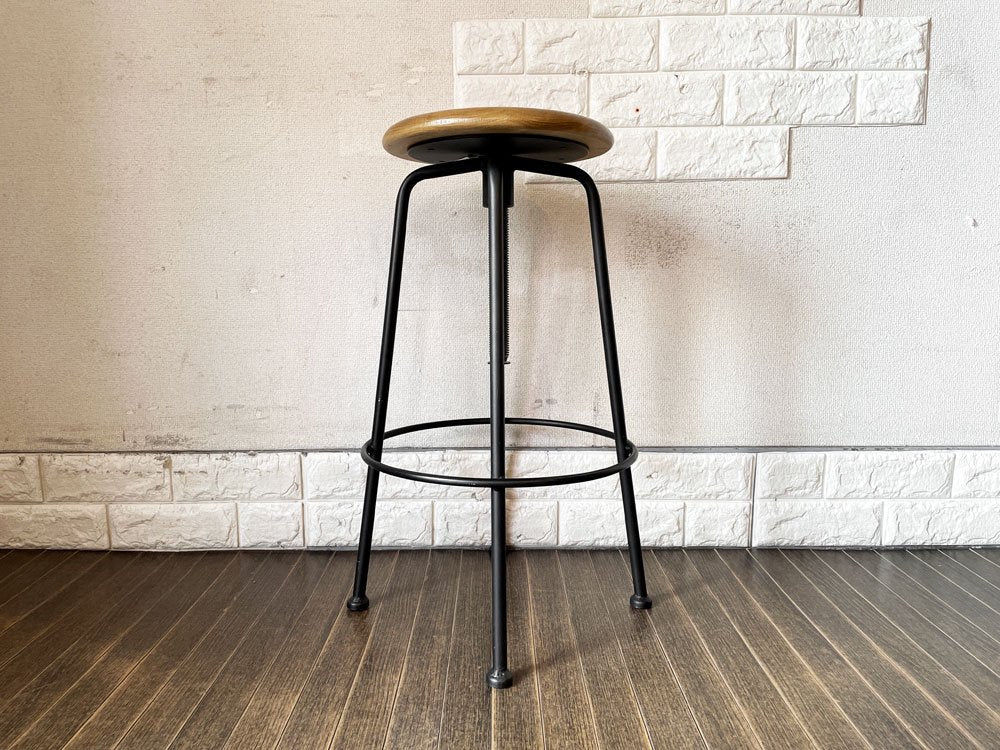 クラッシュゲート CRASHGATE ノットアンティークス Knot Antiques コンベックス CONVEXⅢ STOOL ハイスツール Lサイズ オーク材 昇降式 定価￥21,450- ◎