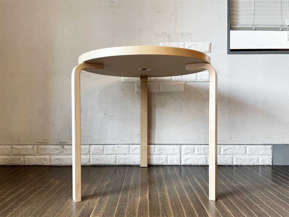 アルテック artek テーブル TABLE 90B ダイニングテーブル バーチ材 リノリウム天板 ペールグレー haluta別注カラー Φ75cm アルヴァ・アアルト フィンランド 北欧家具 ◎