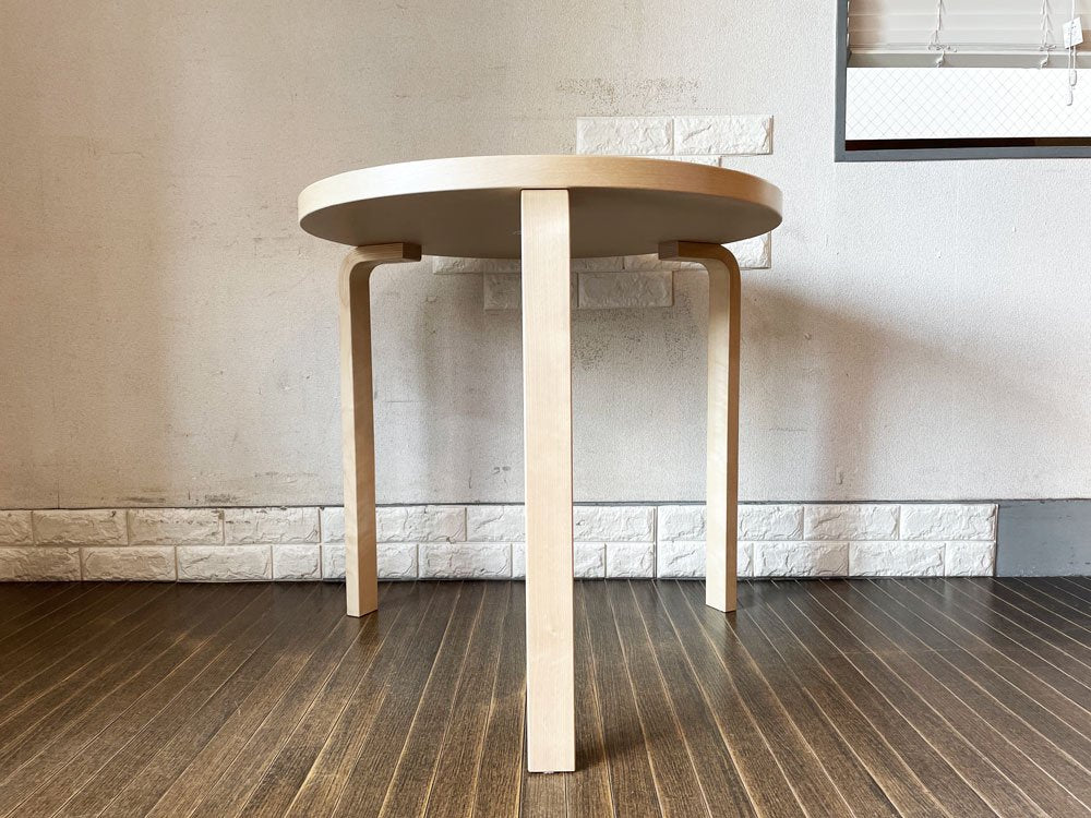 アルテック artek テーブル TABLE 90B ダイニングテーブル バーチ材 リノリウム天板 ペールグレー haluta別注カラー Φ75cm アルヴァ・アアルト フィンランド 北欧家具 ◎