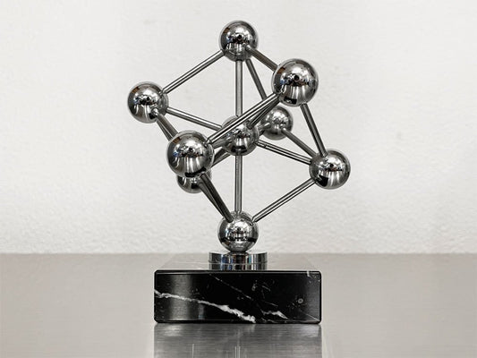 ベルギー ブリュッセル万博 アトミウム Atomium 模型 ミニチュア オブジェ ステンレススチール×大理石ベース 1958年 ビンテージ ◇