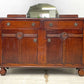 UKビンテージ Vintage オーク材 サイドボード リビングボード W136.5cm ミラーバック 食器棚 ロイズアンティークス Lloyd's Antiques 購入 英国家具 鍵欠品 ●