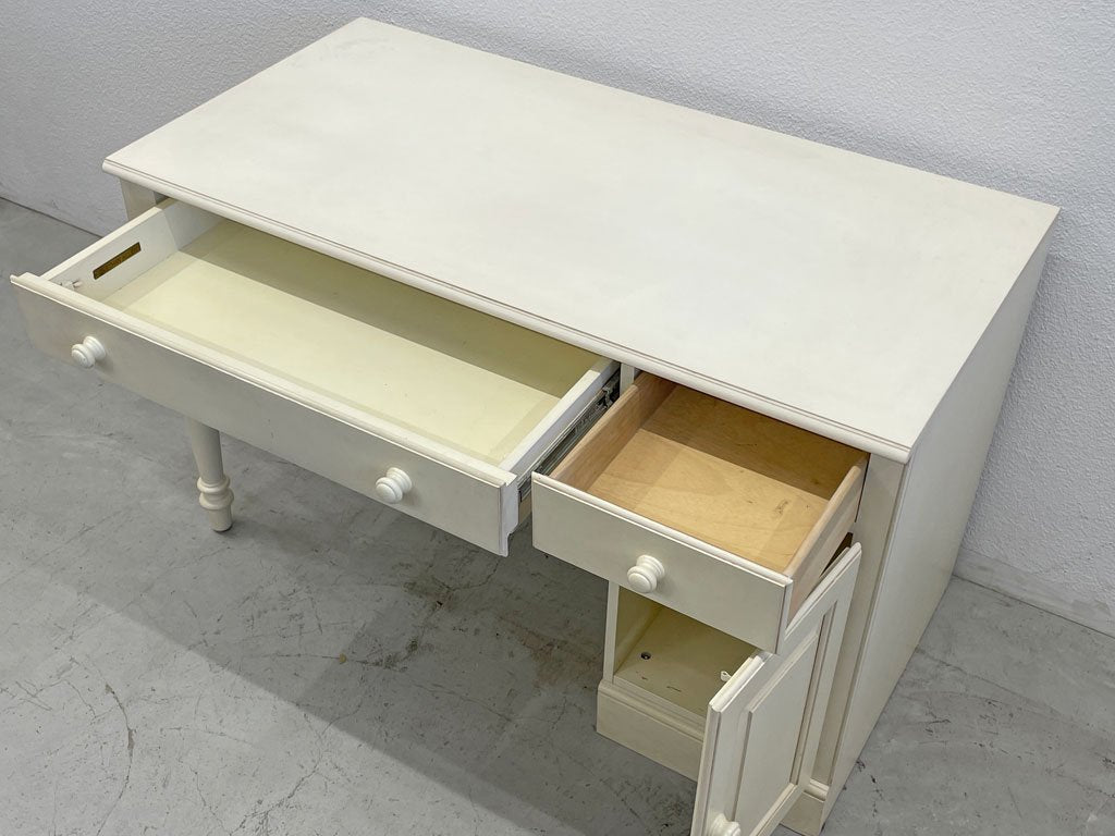 イーセン アーレン Ethan Allen シャビーシック ホワイト 片袖デスク Student Desk ドレッサーデスク フレンチカントリーデザイン 〓