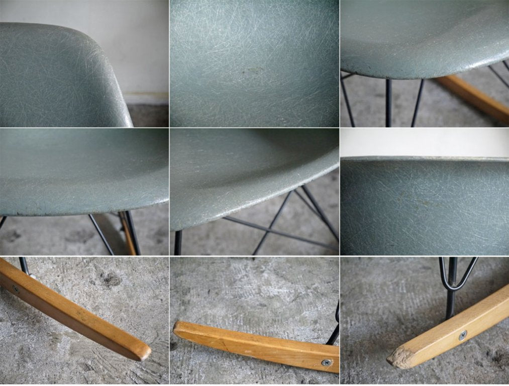 ハーマンミラー Herman Miller 2ndビンテージ サイドシェルチェア FRP製 シーフォームグリーン ロッカーベース C&R イームズ ミッドセンチュリー ■