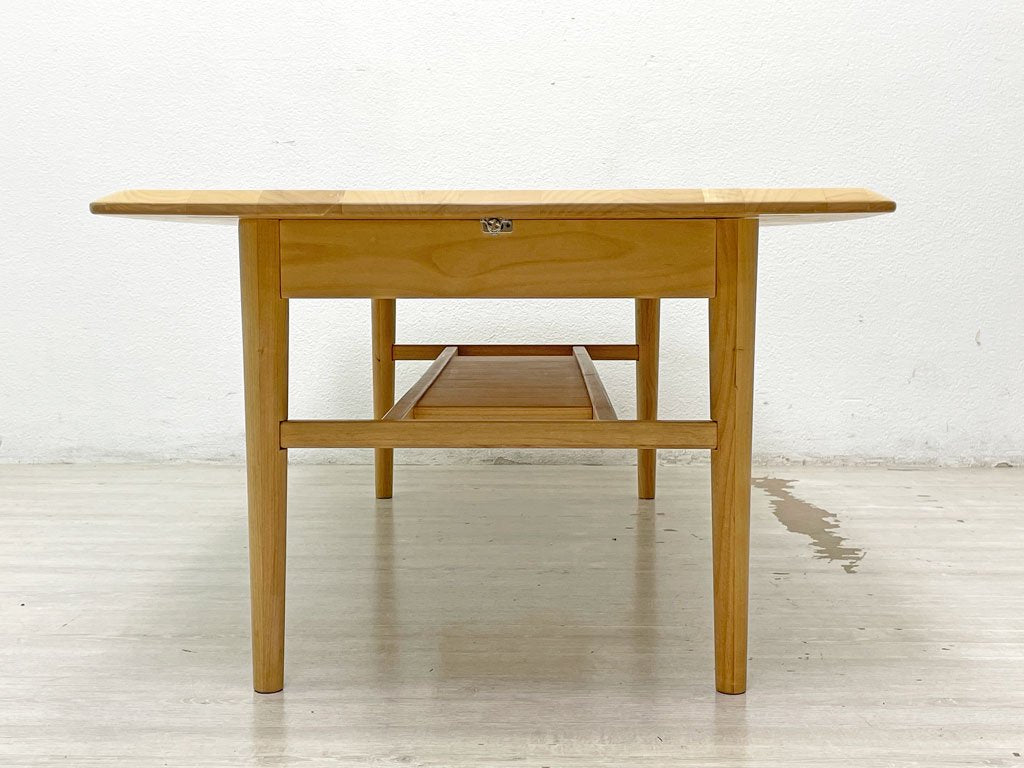 モモナチュラル Momo Natural ワイド ミドル テーブル WIDE FD MID TABLE コーヒーテーブル エレベーターテーブル 昇降 アルダー材 定価￥76,000- ●