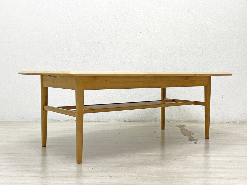 モモナチュラル Momo Natural ワイド ミドル テーブル WIDE FD MID TABLE コーヒーテーブル エレベーターテーブル 昇降 アルダー材 定価￥76,000- ●