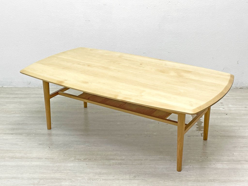 モモナチュラル Momo Natural ワイド ミドル テーブル WIDE FD MID TABLE コーヒーテーブル エレベーターテーブル 昇降 アルダー材 定価￥76,000- ●