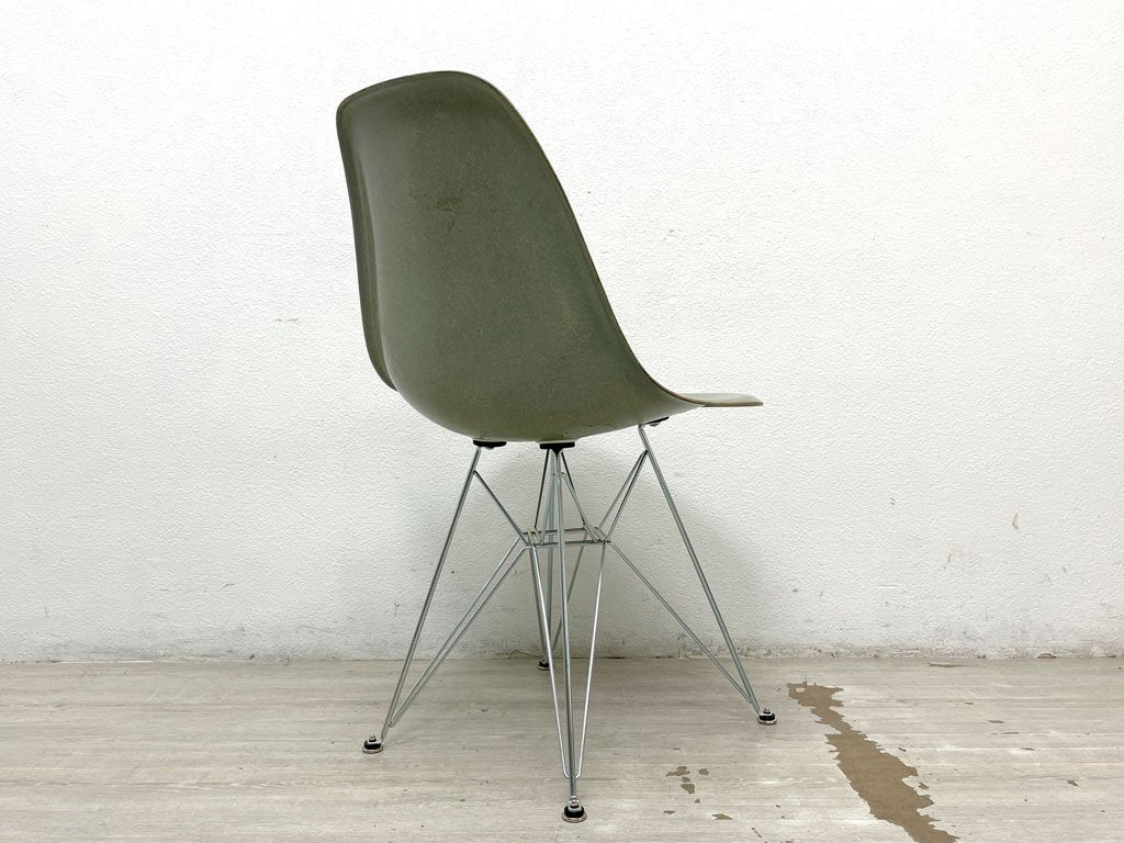 ハーマンミラー Herman Miller サイドシェルチェア セカンド 2ndビンテージ初期 FRP シーフォームグリーン エンボスレス エッフェルベース ジンクカラー C&Rイームズ ●