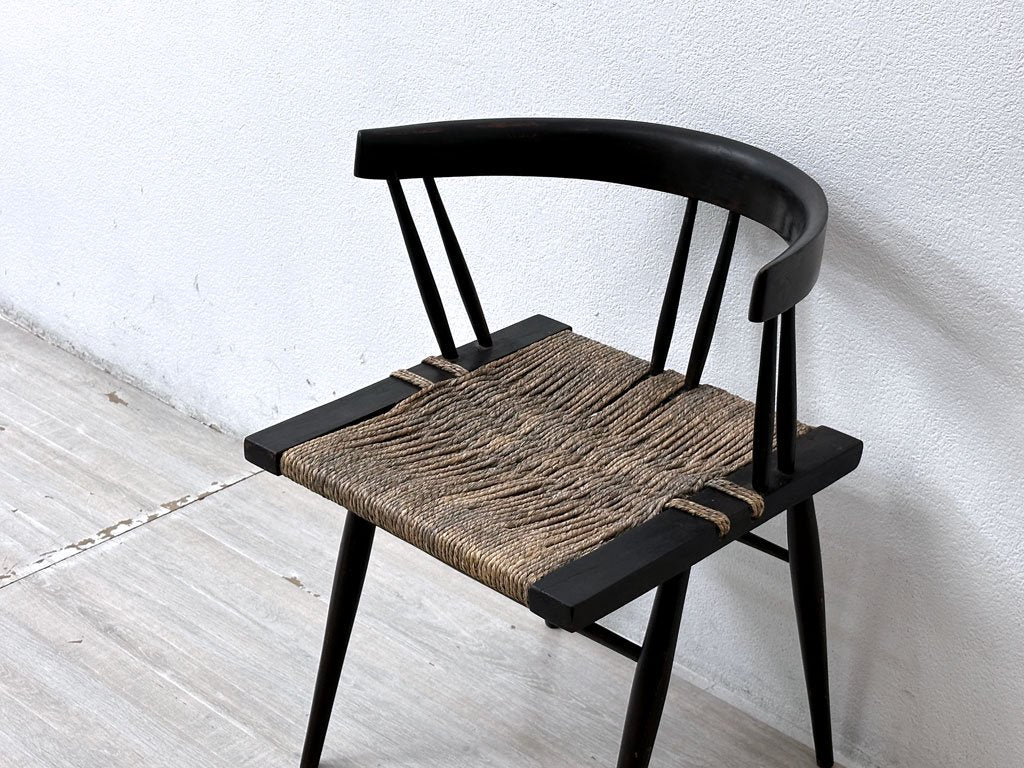 ジョージ・ナカシマ George Nakashima グラスシートチェア GRASS SEATED CHAIR ローズウッド材インド NID 60`s ビンテージ 極希少品 ●