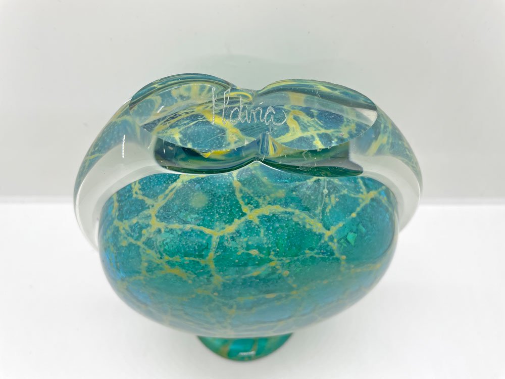 イムディーナグラス Mdina Glass ブルーサマー Blue Summer グラスベース フラワーベース 花瓶 イタリア マルタ島 ガラス工芸 ♪