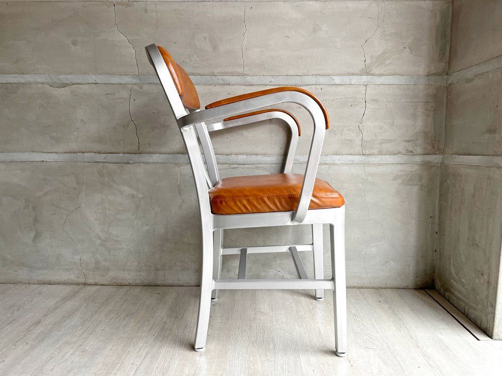 ダルトン DULTON アルミニウム アームチェア ALUMINUM ARM CHAIR ダイニングチェア ネイビーチェア PVCレザー 定価￥36,300- ♪