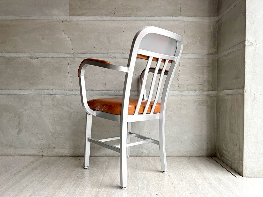 ダルトン DULTON アルミニウム アームチェア ALUMINUM ARM CHAIR ダイニングチェア ネイビーチェア PVCレザー 定価￥36,300- ♪