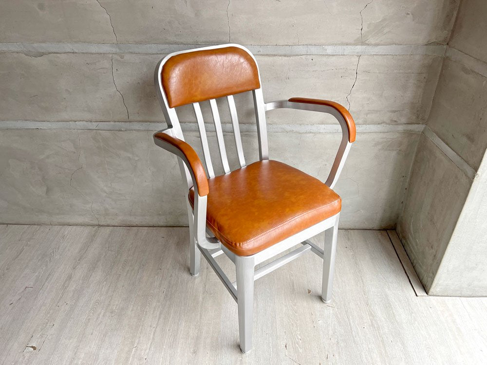 ダルトン DULTON アルミニウム アームチェア ALUMINUM ARM CHAIR ダイニングチェア ネイビーチェア PVCレザー 定価￥36,300- ♪