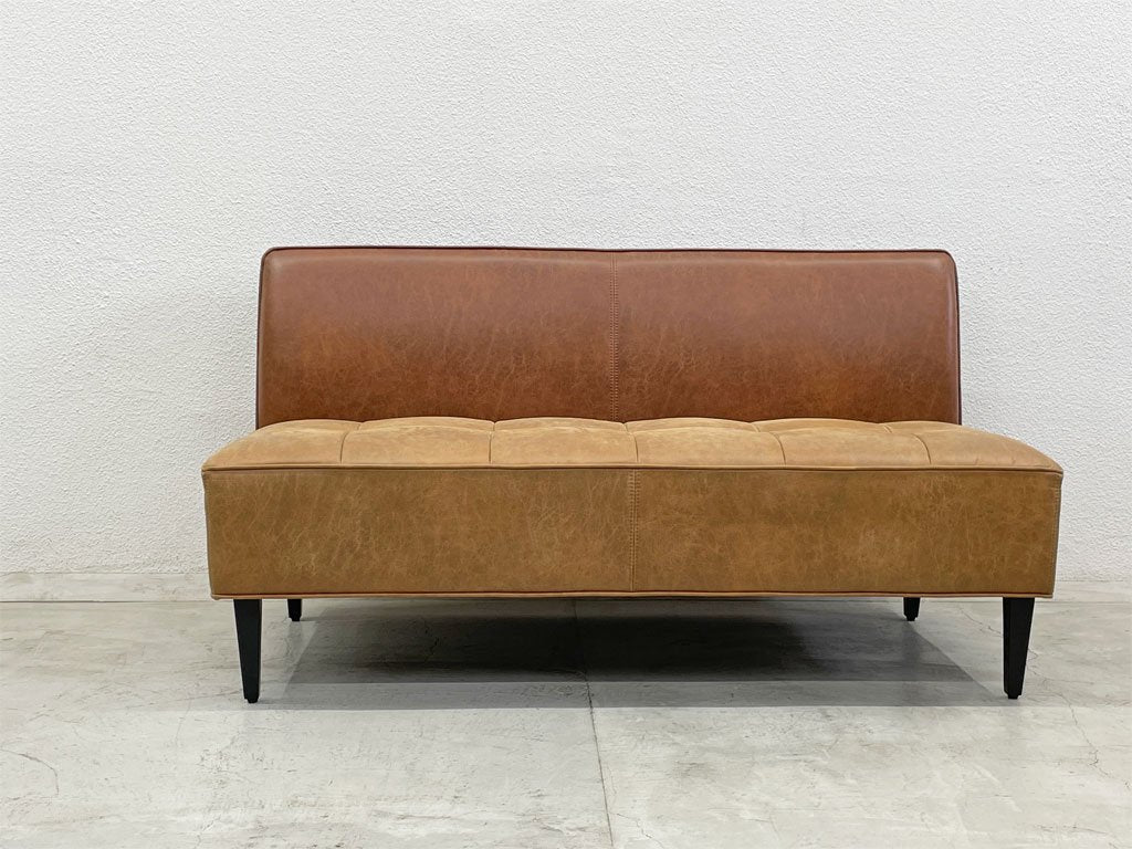 クラッシュゲート CRASH GATE トリムⅡ TRIM SOFA アームレス ソファ アーモンドブラウン×スーパーレザーテックス 展示品 〓