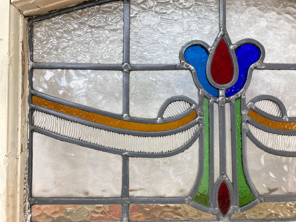 ヨーロピアンアンティーク European antique ステンドグラス 窓 ウォールデコレーション 61.5×42.5cm 建具 イギリス フランス  ●